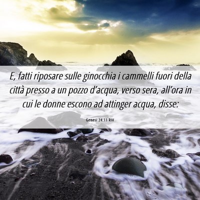 Picture 06 - Genesi 24:11 RIV - E, fatti riposare sulle ginocchia i cammelli - Bible Verse Picture