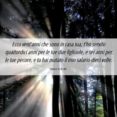 Picture 06 - Genesi 31:41 RIV - Ecco vent’anni che sono in casa tua; t’ho - Bible Verse Picture