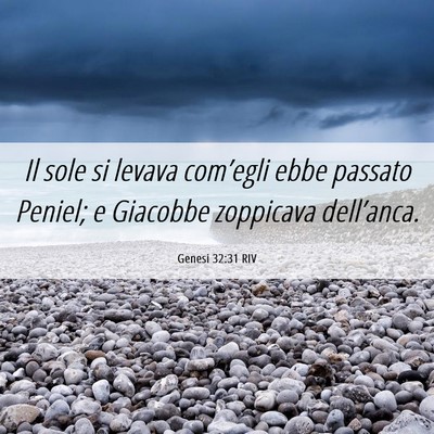 Picture 06 - Genesi 32:31 RIV - Il sole si levava com’egli ebbe passato Peniel; - Bible Verse Picture
