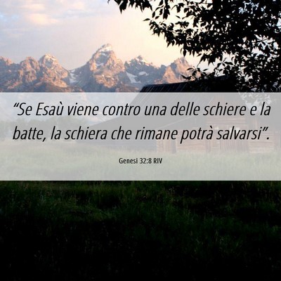 Picture 06 - Genesi 32:8 RIV - “Se Esaù viene contro una delle schiere e la - Bible Verse Picture