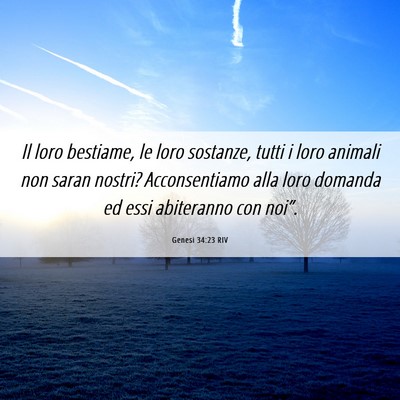 Picture 06 - Genesi 34:23 RIV - Il loro bestiame, le loro sostanze, tutti i loro - Bible Verse Picture