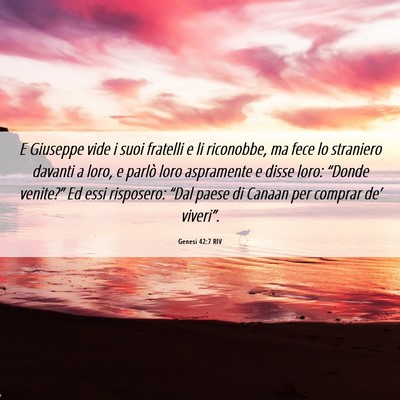 Picture 06 - Genesi 42:7 RIV - E Giuseppe vide i suoi fratelli e li riconobbe, - Bible Verse Picture