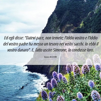 Picture 06 - Genesi 43:23 RIV - Ed egli disse: “Datevi pace, non temete; - Bible Verse Picture