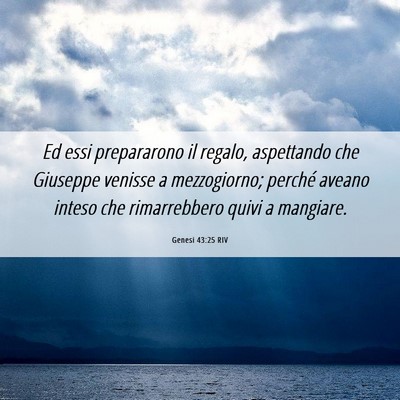 Picture 06 - Genesi 43:25 RIV - Ed essi prepararono il regalo, aspettando che - Bible Verse Picture