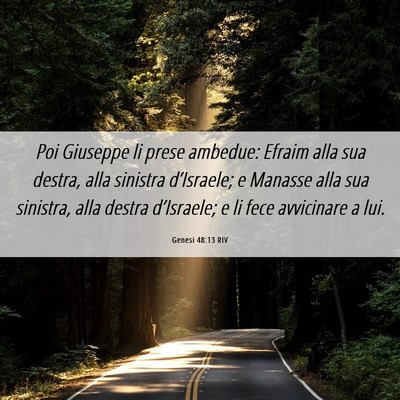 Picture 06 - Genesi 48:13 RIV - Poi Giuseppe li prese ambedue: Efraim alla sua - Bible Verse Picture