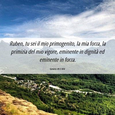 Picture 06 - Genesi 49:3 RIV - Ruben, tu sei il mio primogenito, la mia forza, - Bible Verse Picture