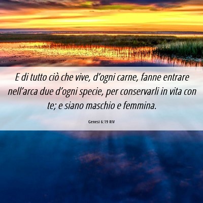Picture 06 - Genesi 6:19 RIV - E di tutto ciò che vive, d’ogni carne, fanne - Bible Verse Picture