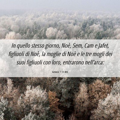 Picture 06 - Genesi 7:13 RIV - In quello stesso giorno, Noè, Sem, Cam e Jafet, - Bible Verse Picture