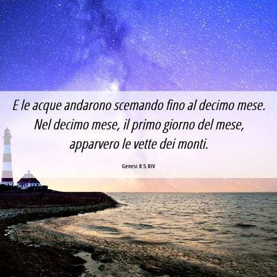 Picture 06 - Genesi 8:5 RIV - E le acque andarono scemando fino al decimo mese. - Bible Verse Picture