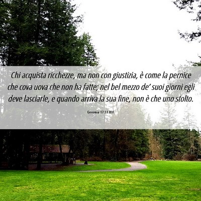 Picture 06 - Geremia 17:11 RIV - Chi acquista ricchezze, ma non con giustizia, è - Bible Verse Picture