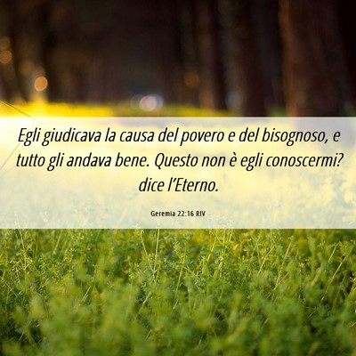 Picture 06 - Geremia 22:16 RIV - Egli giudicava la causa del povero e del - Bible Verse Picture