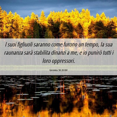 Picture 06 - Geremia 30:20 RIV - I suoi figliuoli saranno come furono un tempo, la - Bible Verse Picture