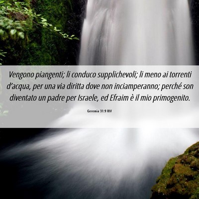 Picture 06 - Geremia 31:9 RIV - Vengono piangenti; li conduco supplichevoli; li - Bible Verse Picture