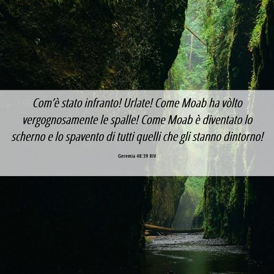 Picture 06 - Geremia 48:39 RIV - Com’è stato infranto! Urlate! Come Moab ha - Bible Verse Picture