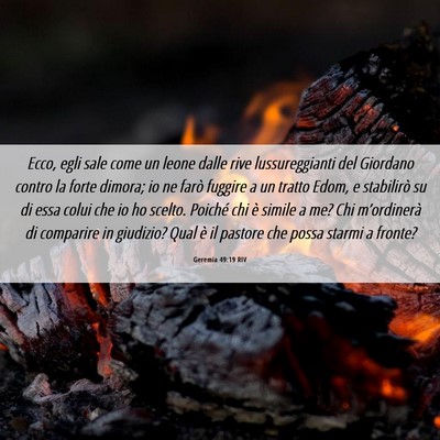 Picture 06 - Geremia 49:19 RIV - Ecco, egli sale come un leone dalle rive - Bible Verse Picture