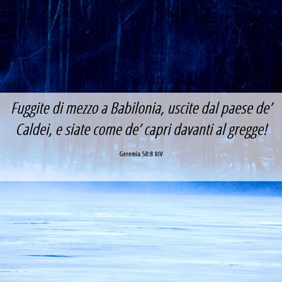 Picture 06 - Geremia 50:8 RIV - Fuggite di mezzo a Babilonia, uscite dal paese - Bible Verse Picture