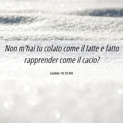 Picture 06 - Giobbe 10:10 RIV - Non m’hai tu colato come il latte e fatto - Bible Verse Picture