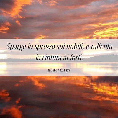 Picture 06 - Giobbe 12:21 RIV - Sparge lo sprezzo sui nobili, e rallenta la - Bible Verse Picture