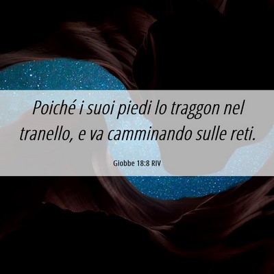 Picture 06 - Giobbe 18:8 RIV - Poiché i suoi piedi lo traggon nel tranello, e - Bible Verse Picture