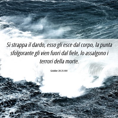 Picture 06 - Giobbe 20:25 RIV - Si strappa il dardo, esso gli esce dal corpo, la - Bible Verse Picture