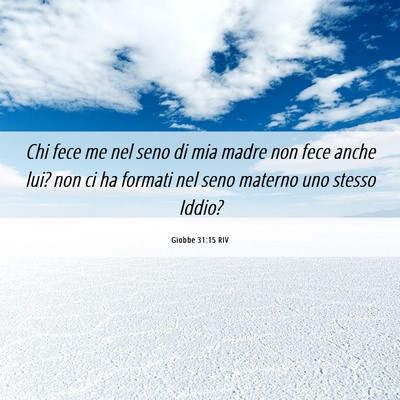 Picture 06 - Giobbe 31:15 RIV - Chi fece me nel seno di mia madre non fece anche - Bible Verse Picture