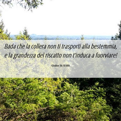 Picture 06 - Giobbe 36:18 RIV - Bada che la collera non ti trasporti alla - Bible Verse Picture