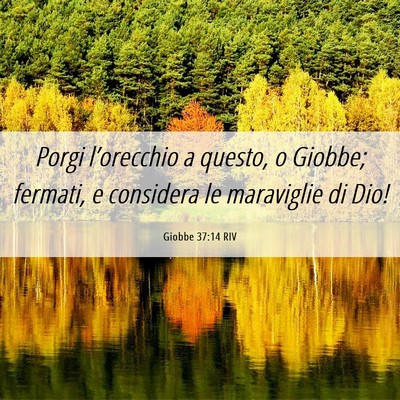 Picture 06 - Giobbe 37:14 RIV - Porgi l’orecchio a questo, o Giobbe; fermati, e - Bible Verse Picture