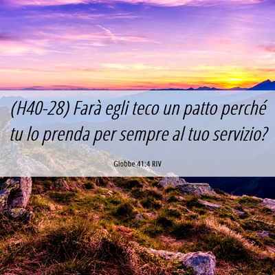 Picture 06 - Giobbe 41:4 RIV - (H40-28) Farà egli teco un patto perché tu lo - Bible Verse Picture