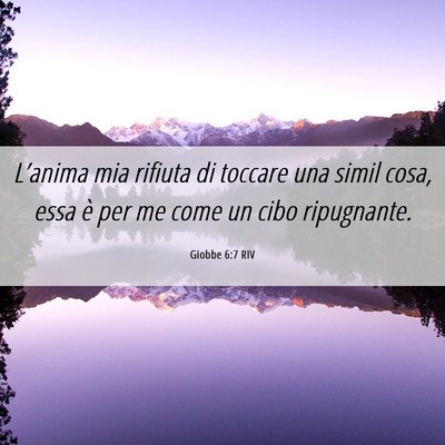 Picture 06 - Giobbe 6:7 RIV - L’anima mia rifiuta di toccare una simil cosa, - Bible Verse Picture