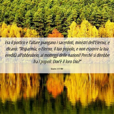 Picture 06 - Gioele 2:17 RIV - Fra il portico e l’altare piangano i sacerdoti, - Bible Verse Picture