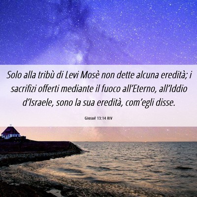 Picture 06 - Giosué 13:14 RIV - Solo alla tribù di Levi Mosè non dette alcuna - Bible Verse Picture