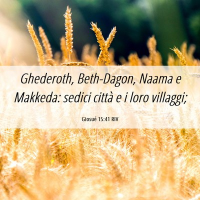 Picture 06 - Giosué 15:41 RIV - Ghederoth, Beth-Dagon, Naama e Makkeda: sedici - Bible Verse Picture