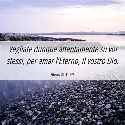 Picture 06 - Giosué 23:11 RIV - Vegliate dunque attentamente su voi stessi, per - Bible Verse Picture
