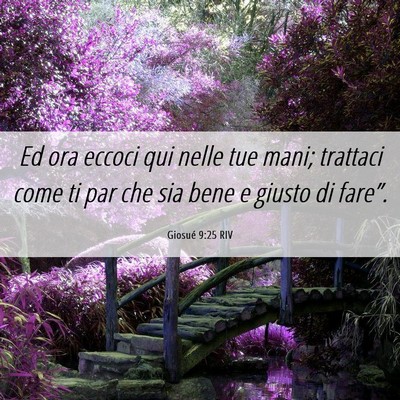 Picture 06 - Giosué 9:25 RIV - Ed ora eccoci qui nelle tue mani; trattaci come - Bible Verse Picture