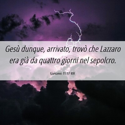 Picture 06 - Giovanni 11:17 RIV - Gesù dunque, arrivato, trovò che Lazzaro era - Bible Verse Picture