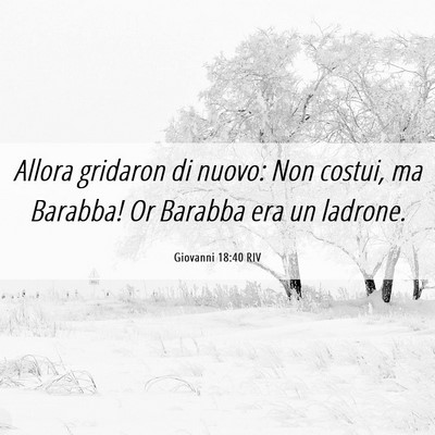 Picture 06 - Giovanni 18:40 RIV - Allora gridaron di nuovo: Non costui, ma Barabba! - Bible Verse Picture