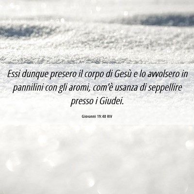 Picture 06 - Giovanni 19:40 RIV - Essi dunque presero il corpo di Gesù e lo - Bible Verse Picture