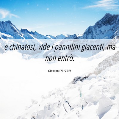 Picture 06 - Giovanni 20:5 RIV - e chinatosi, vide i pannilini giacenti, ma non - Bible Verse Picture