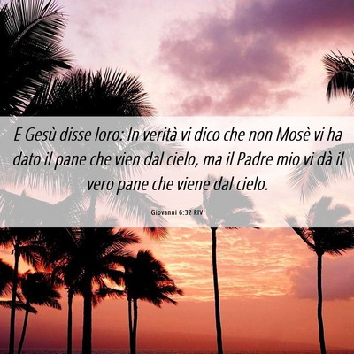 Picture 06 - Giovanni 6:32 RIV - E Gesù disse loro: In verità vi dico che non - Bible Verse Picture