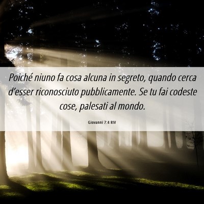 Picture 06 - Giovanni 7:4 RIV - Poiché niuno fa cosa alcuna in segreto, quando - Bible Verse Picture