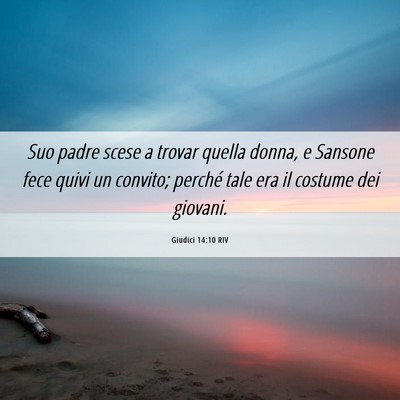 Picture 06 - Giudici 14:10 RIV - Suo padre scese a trovar quella donna, e Sansone - Bible Verse Picture