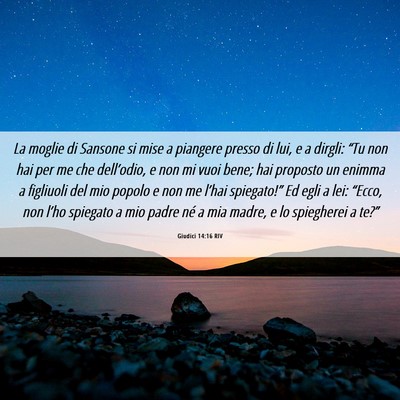 Picture 06 - Giudici 14:16 RIV - La moglie di Sansone si mise a piangere presso di - Bible Verse Picture