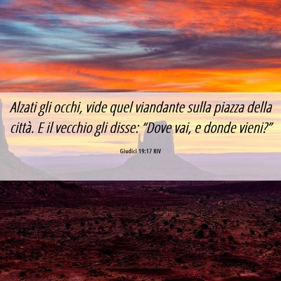 Picture 06 - Giudici 19:17 RIV - Alzati gli occhi, vide quel viandante sulla - Bible Verse Picture