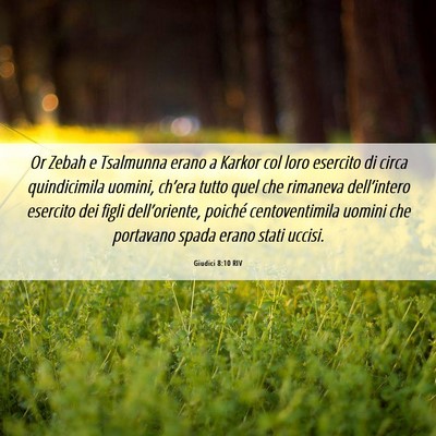Picture 06 - Giudici 8:10 RIV - Or Zebah e Tsalmunna erano a Karkor col loro - Bible Verse Picture