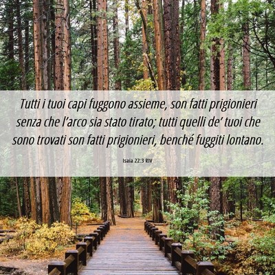 Picture 06 - Isaia 22:3 RIV - Tutti i tuoi capi fuggono assieme, son fatti - Bible Verse Picture