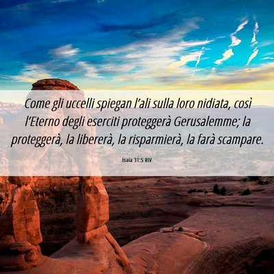 Picture 06 - Isaia 31:5 RIV - Come gli uccelli spiegan l’ali sulla loro - Bible Verse Picture