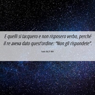 Picture 06 - Isaia 36:21 RIV - E quelli si tacquero e non risposero verbo, - Bible Verse Picture