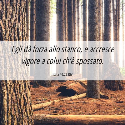 Picture 06 - Isaia 40:29 RIV - Egli dà forza allo stanco, e accresce vigore a - Bible Verse Picture
