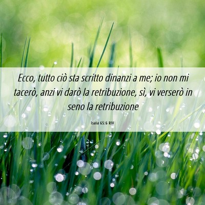 Picture 06 - Isaia 65:6 RIV - Ecco, tutto ciò sta scritto dinanzi a me; io non - Bible Verse Picture