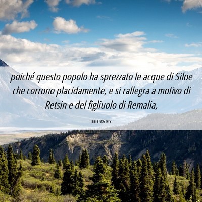 Picture 06 - Isaia 8:6 RIV - poiché questo popolo ha sprezzato le acque di - Bible Verse Picture